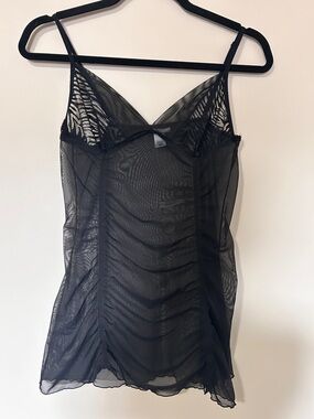 Y2K la Senza mesh slip dress with lace and zebra print detail